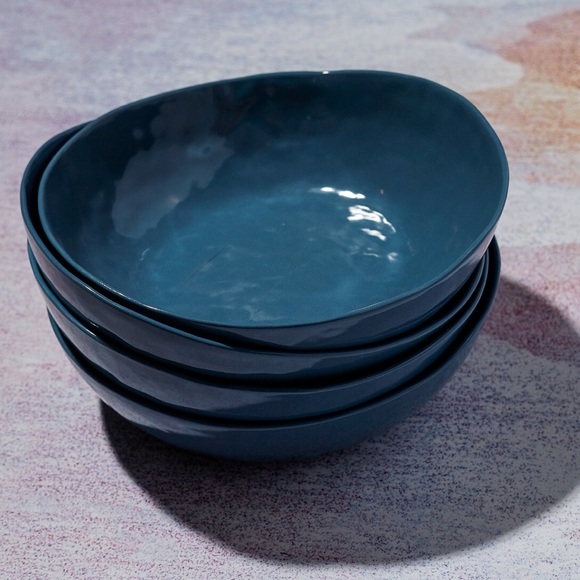 Crate&Barrel Dining Cratebarrel Porcelain Mercer Low Pasta Bowls